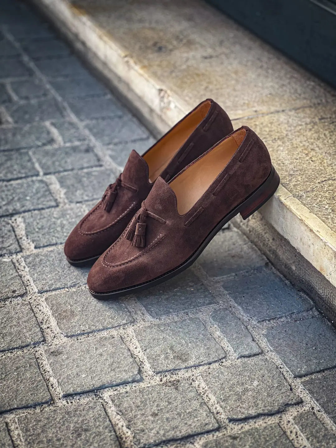 TLB Tassel Loafer Dark Brown Suede, view 4
