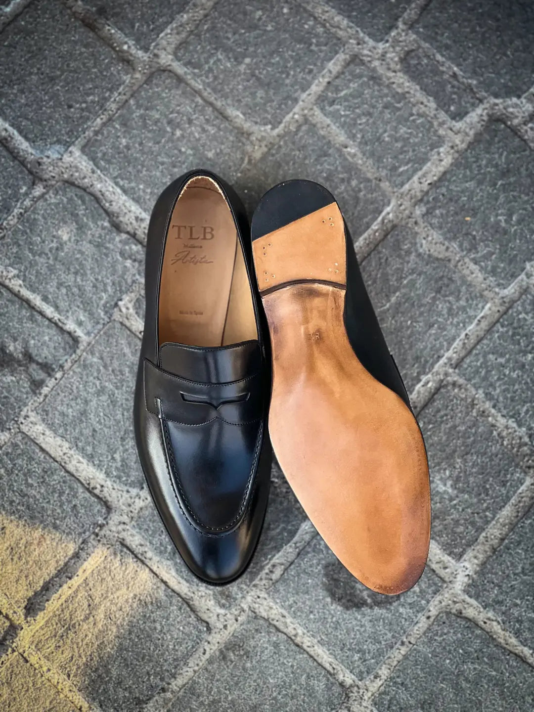 TLB Black Mocassin Leather Sole, view 2