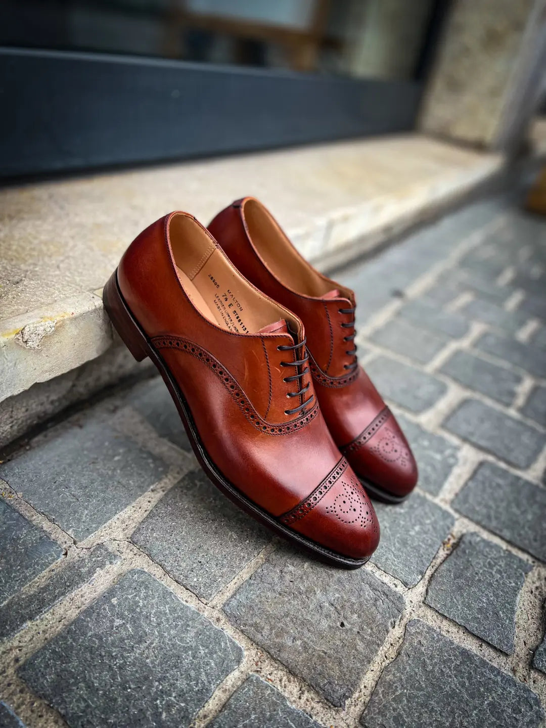 Crockett & Jones Malton Chesnut Cap Toe Oxford in calf leather