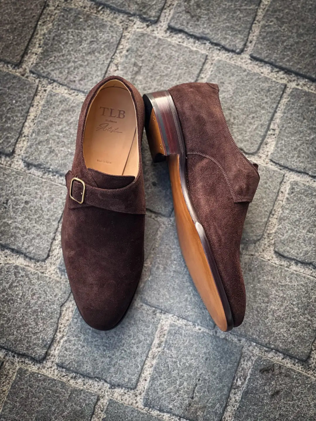 TLB Single Monk Dark Brown Suede, view 2