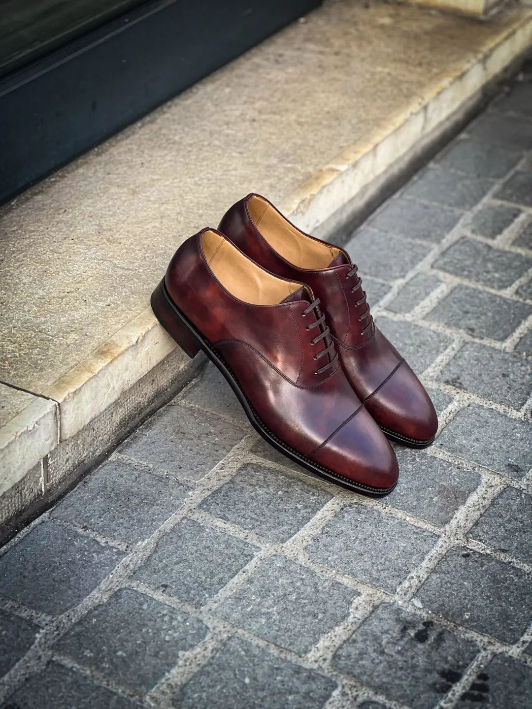 TLB Toe Cap Dark Brown Museum Cap Toe Oxford in calf leather