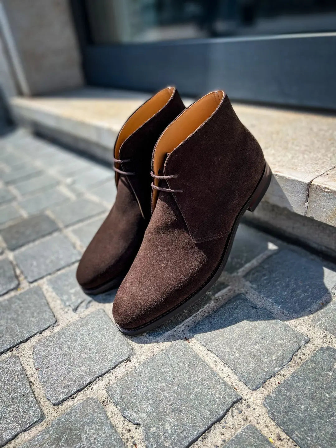 Crockett & Jones Upton Dark Oak Suede Chukka Boot, view 2