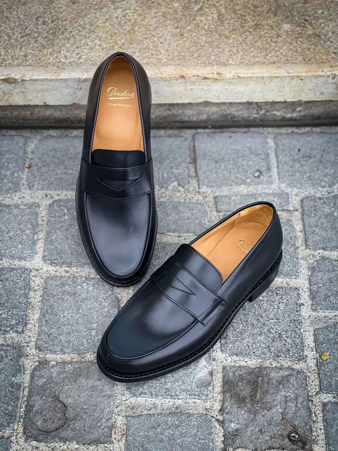 Paraboot Adonis Black Mocassin in calf leather, view 3