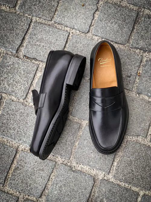 Paraboot Adonis Black Mocassin in calf leather, view 2