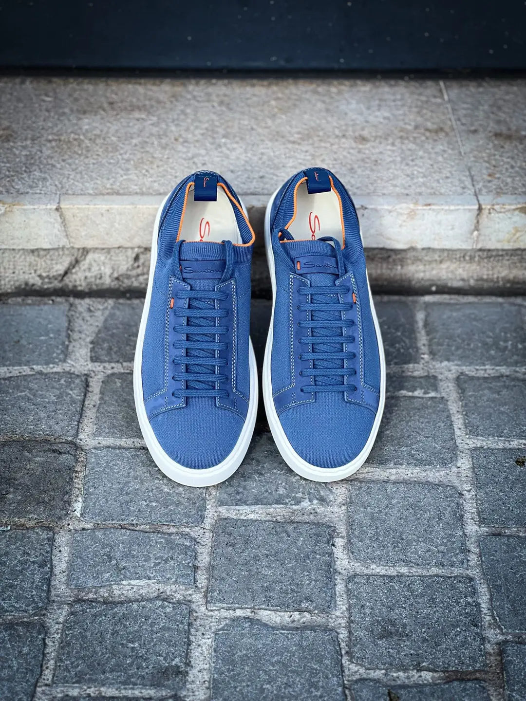 Santoni Easy Trainer Blue Suede, view 2