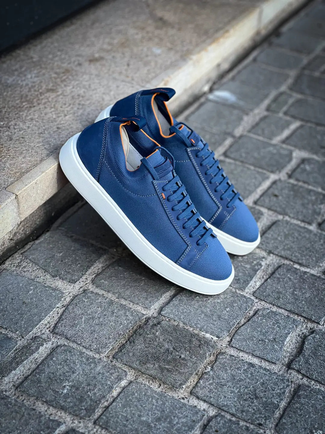Santoni Easy Trainer Blue Suede