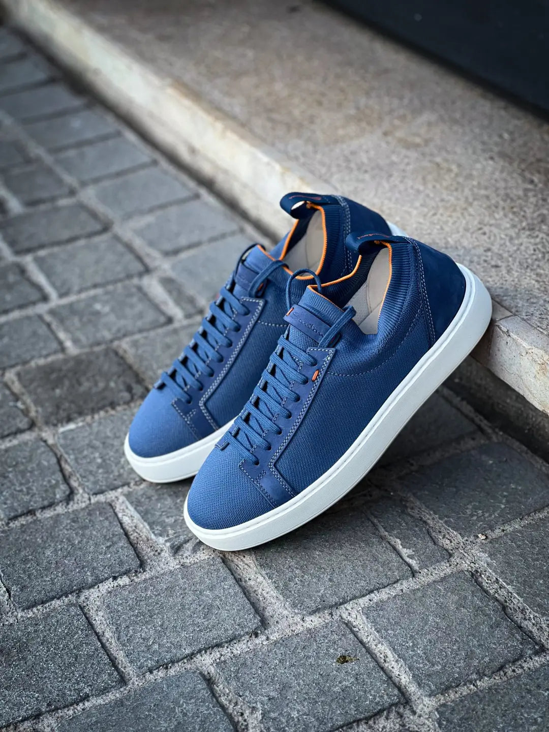 Santoni Easy Trainer Blue Suede, view 3
