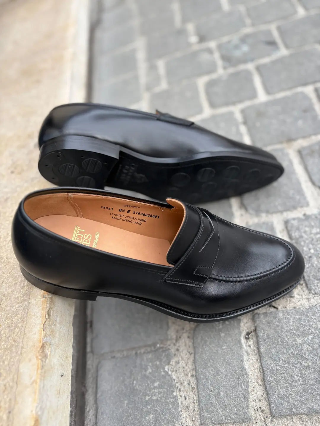 Crockett & Jones Sydney Black Leather Penny Loafer, view 3