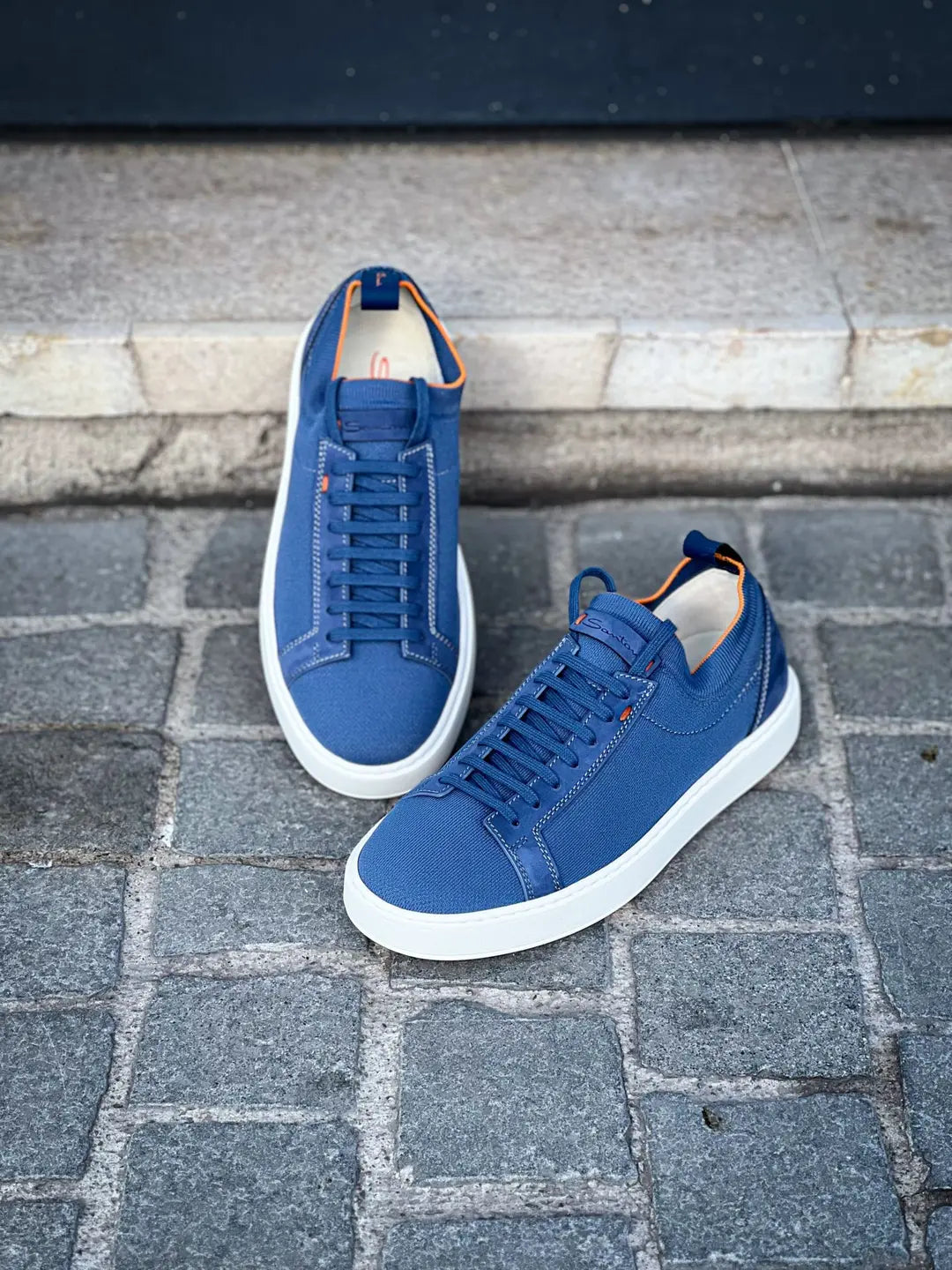 Santoni Easy Trainer Blue Suede, view 4