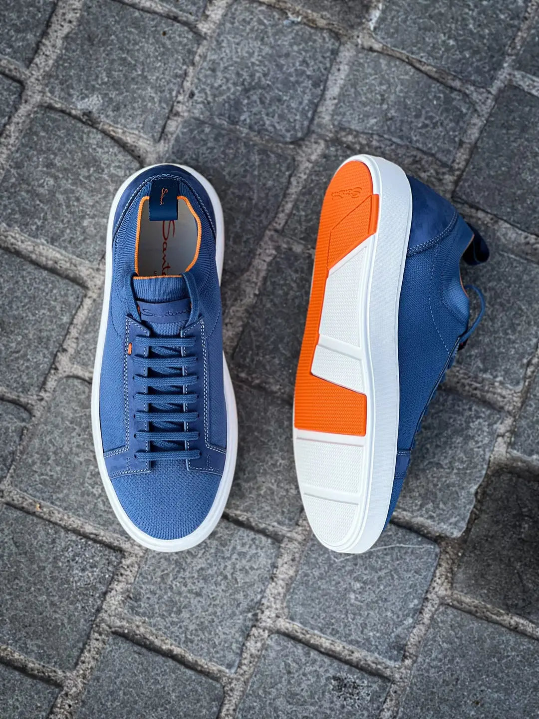 Santoni Easy Trainer Blue Suede, view 5