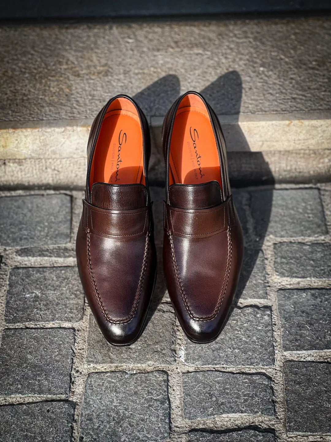 Santoni Brown Leather Mocassin, view 5