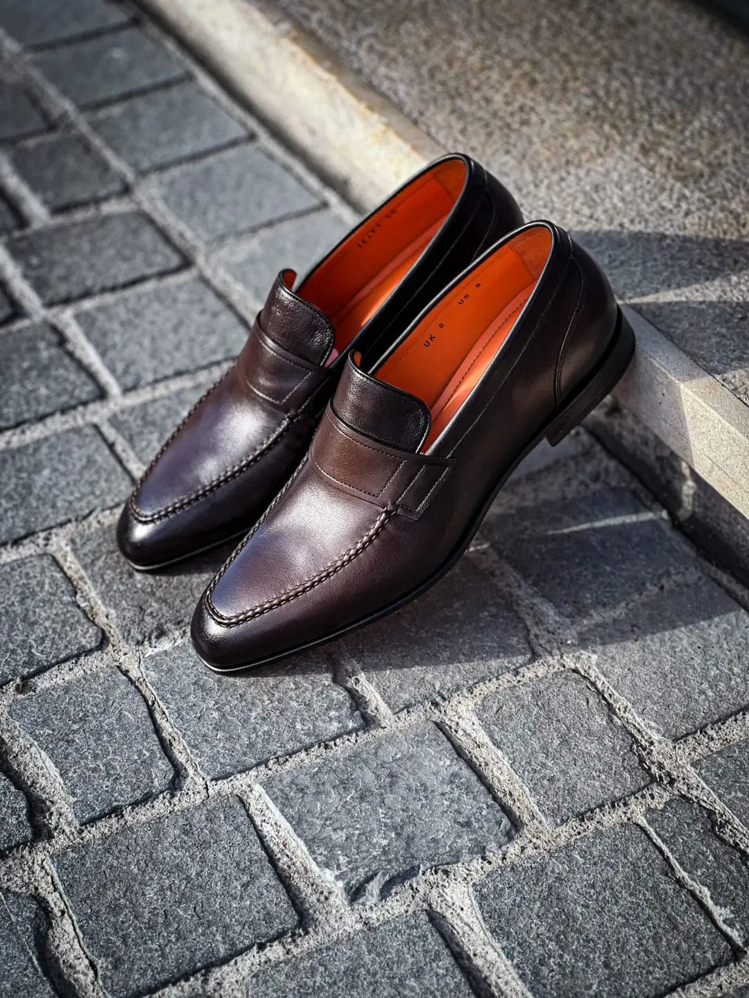 Santoni Brown Leather Mocassin, view 4