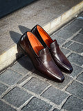 Santoni Brown Leather Mocassin