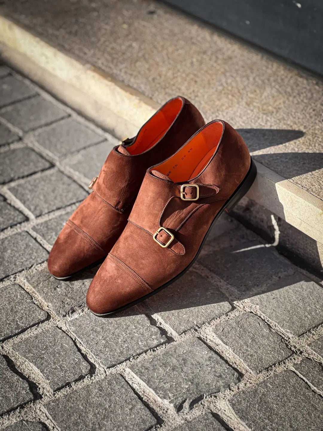 Santoni Flexi Double Buckle Brown Suede, view 4