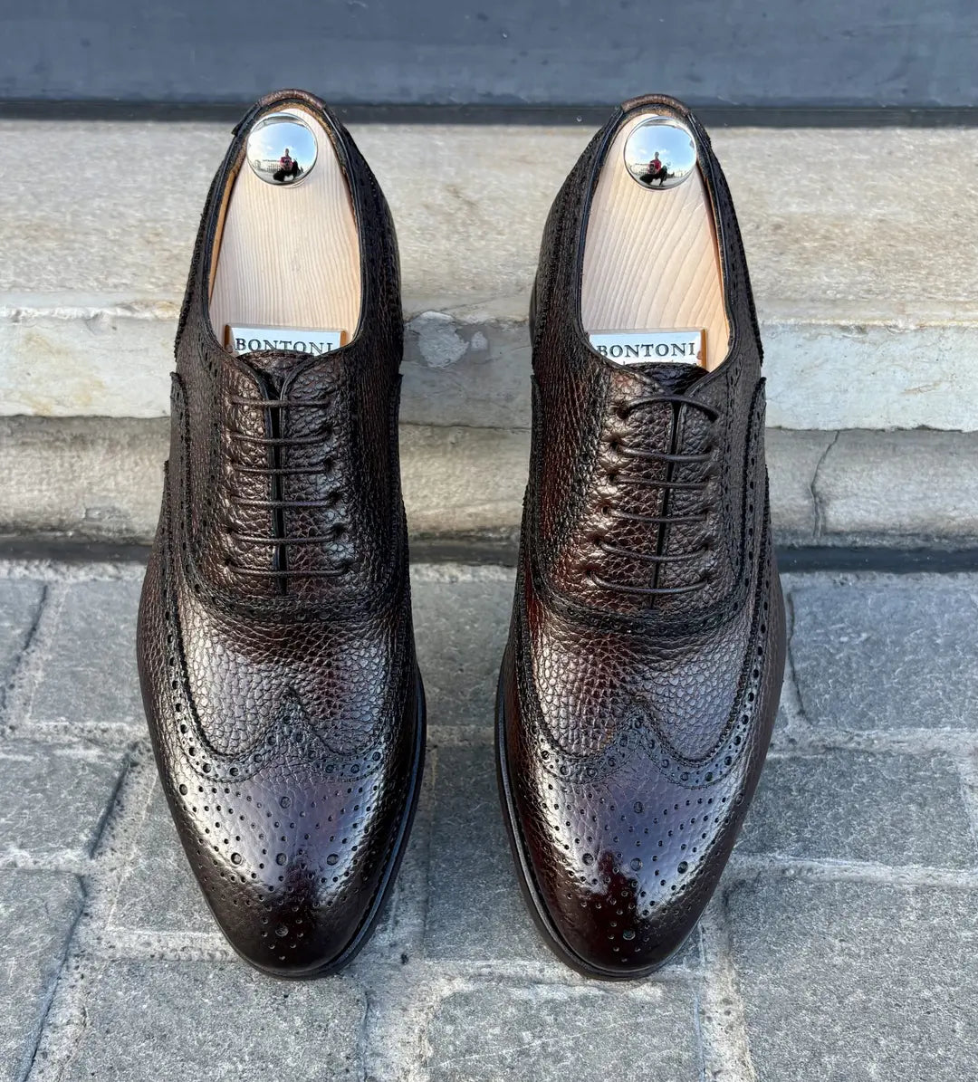 Bontoni Libertino Brogue Oxford in Scotch grain leather, view 3