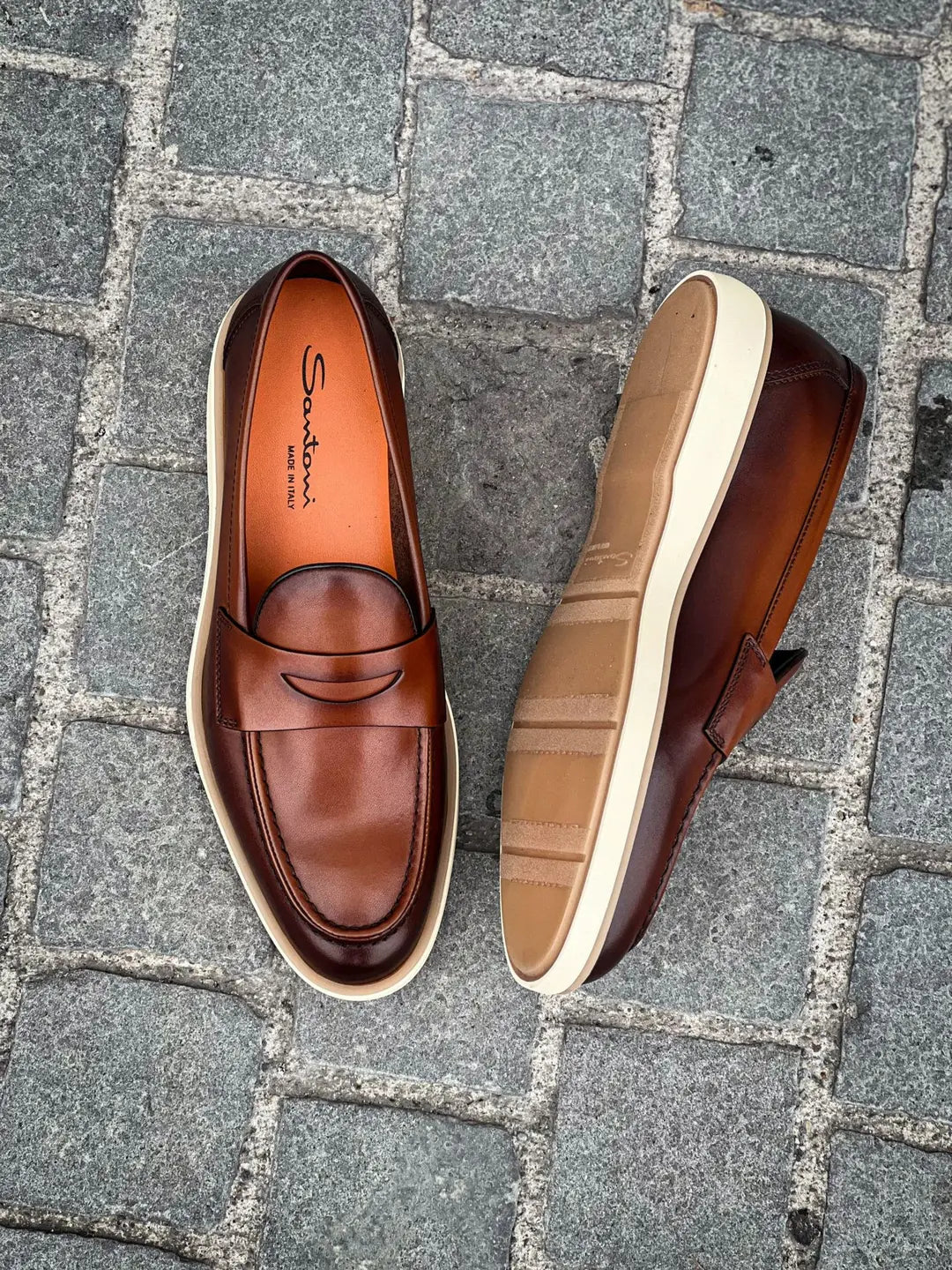 Santoni Chesnut Patine Mocc, view 2