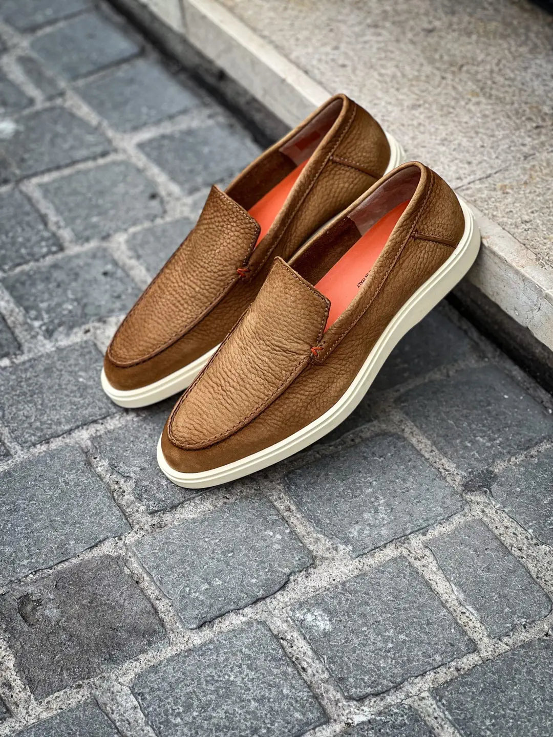Santoni Slip On Loafer Tobacco Suede, view 4