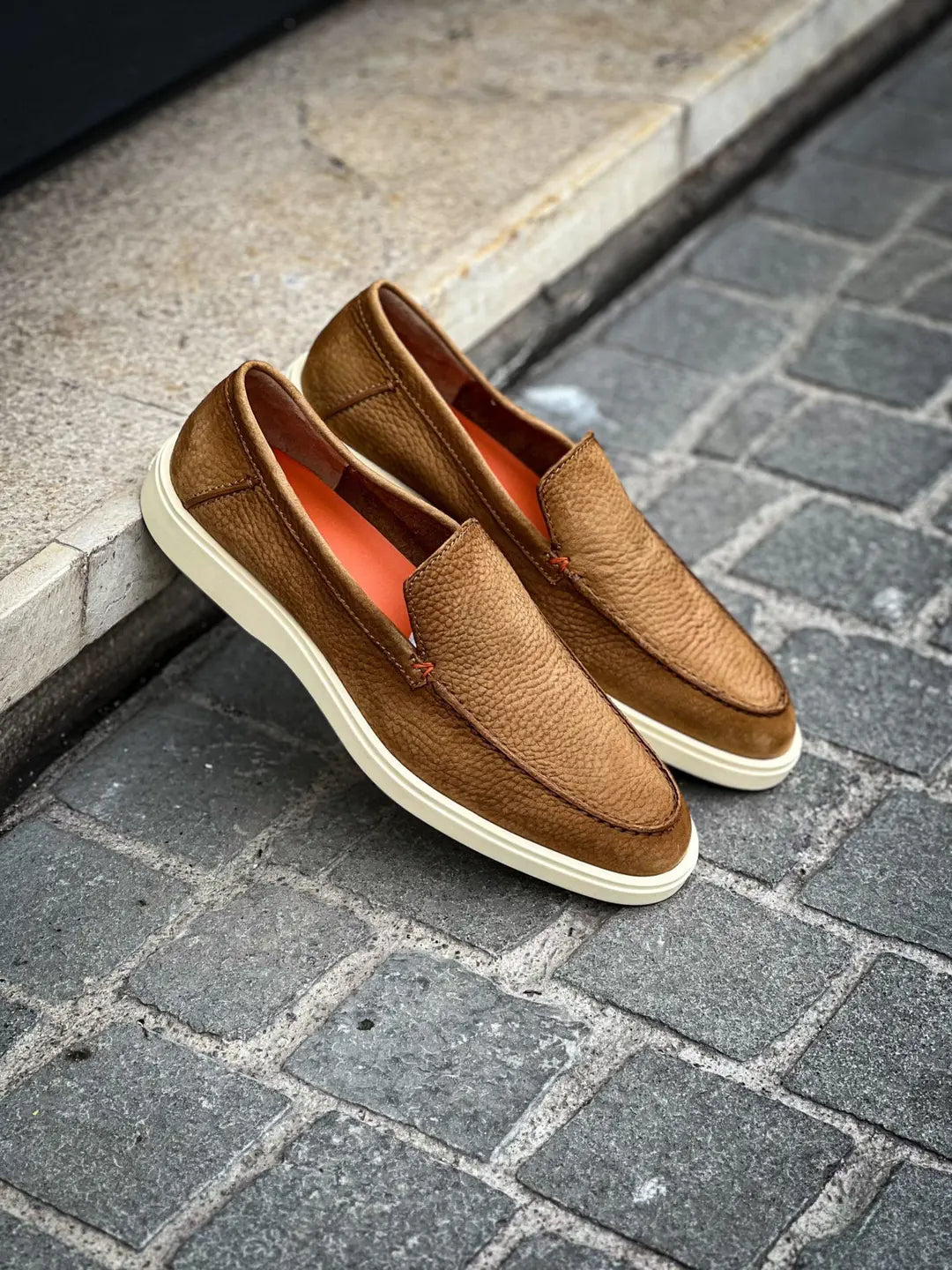 Santoni Slip On Loafer Tobacco Suede