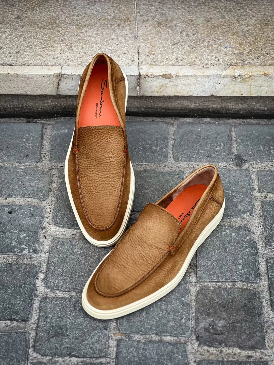 Santoni Slip On Loafer Tobacco Suede, view 3