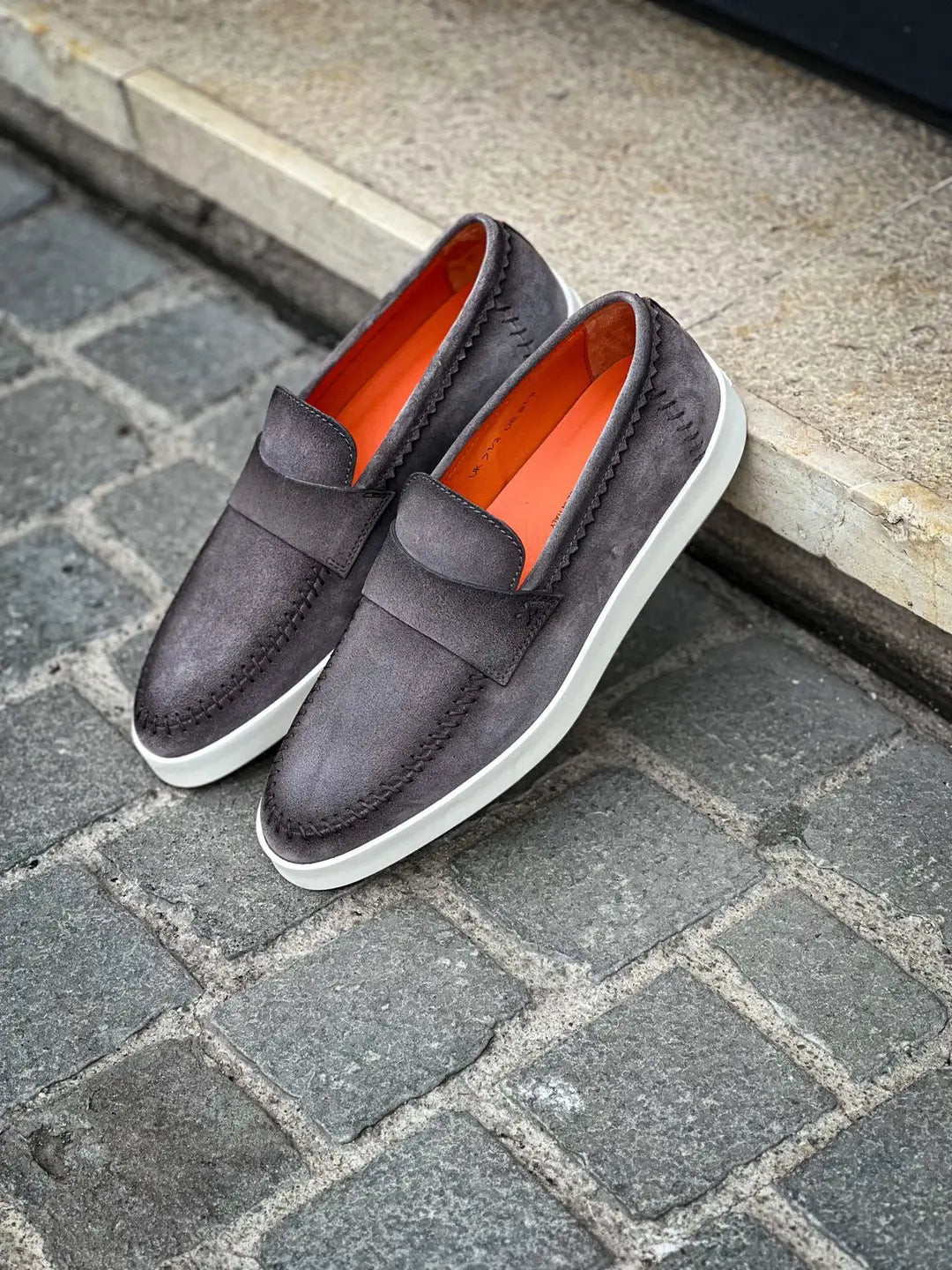 Santoni Mocassin Grey Suede, view 4