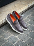 Santoni Mocassin Grey Suede