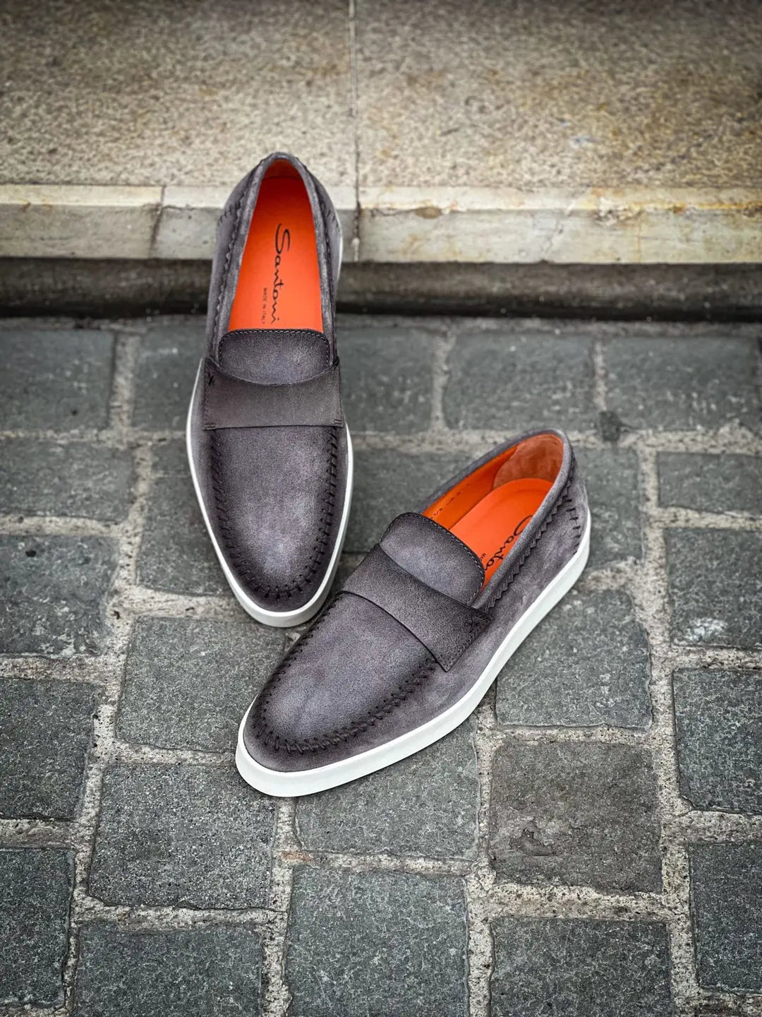 Santoni Mocassin Grey Suede, view 3