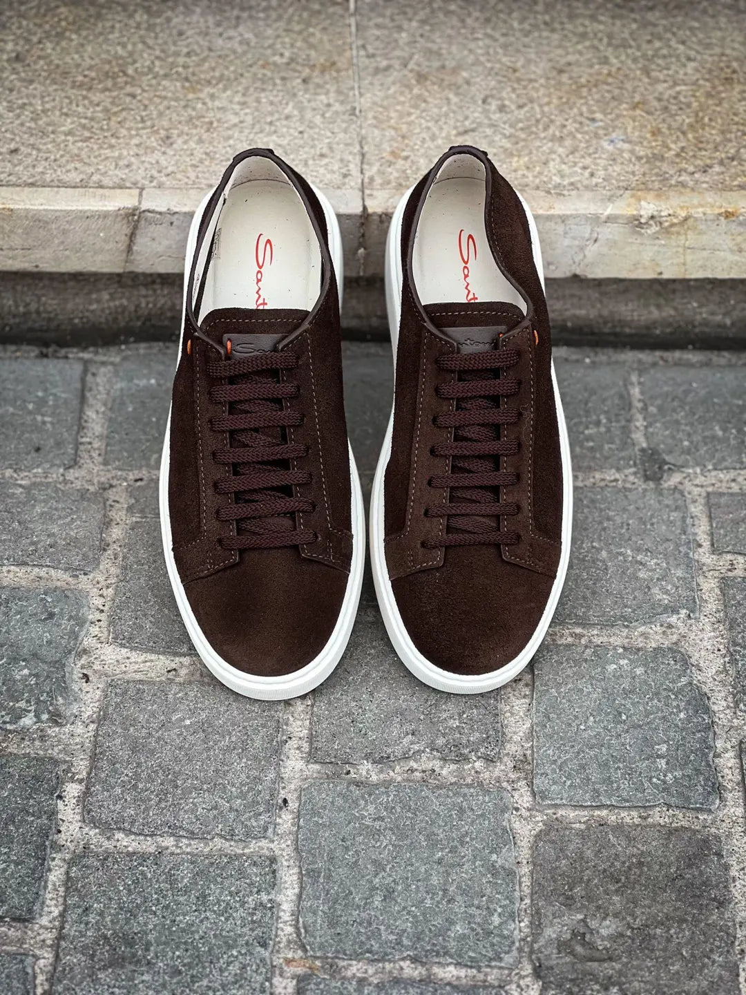 Santoni Dark Brown Suede Trainer, view 5