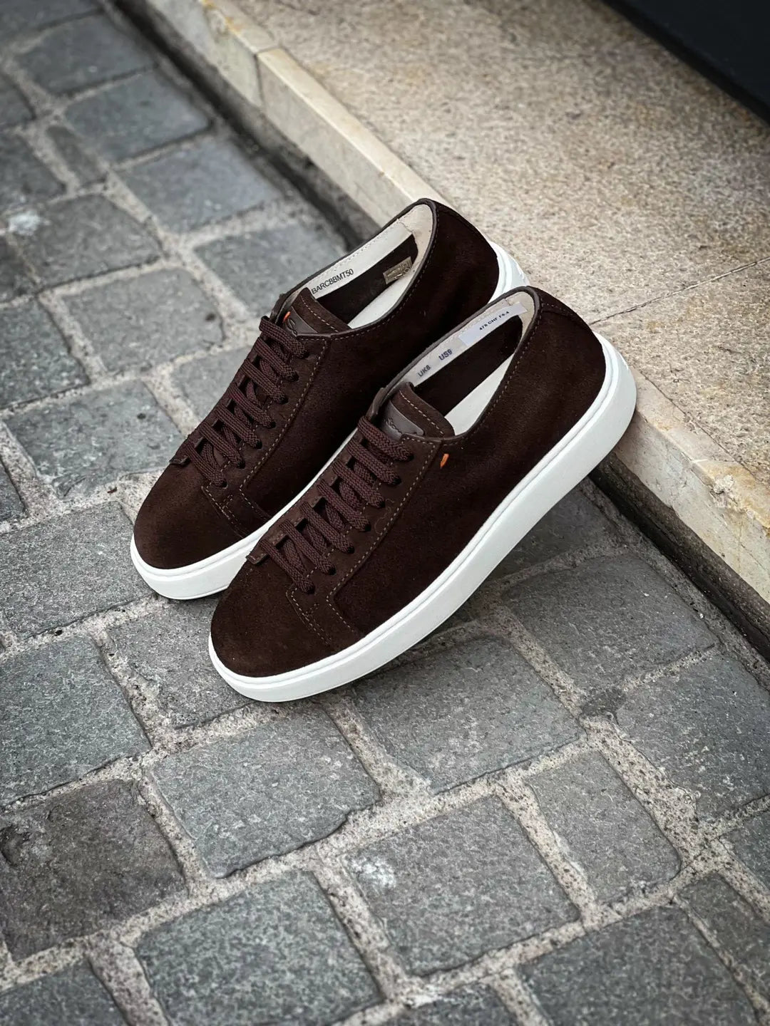 Santoni Dark Brown Suede Trainer, view 4
