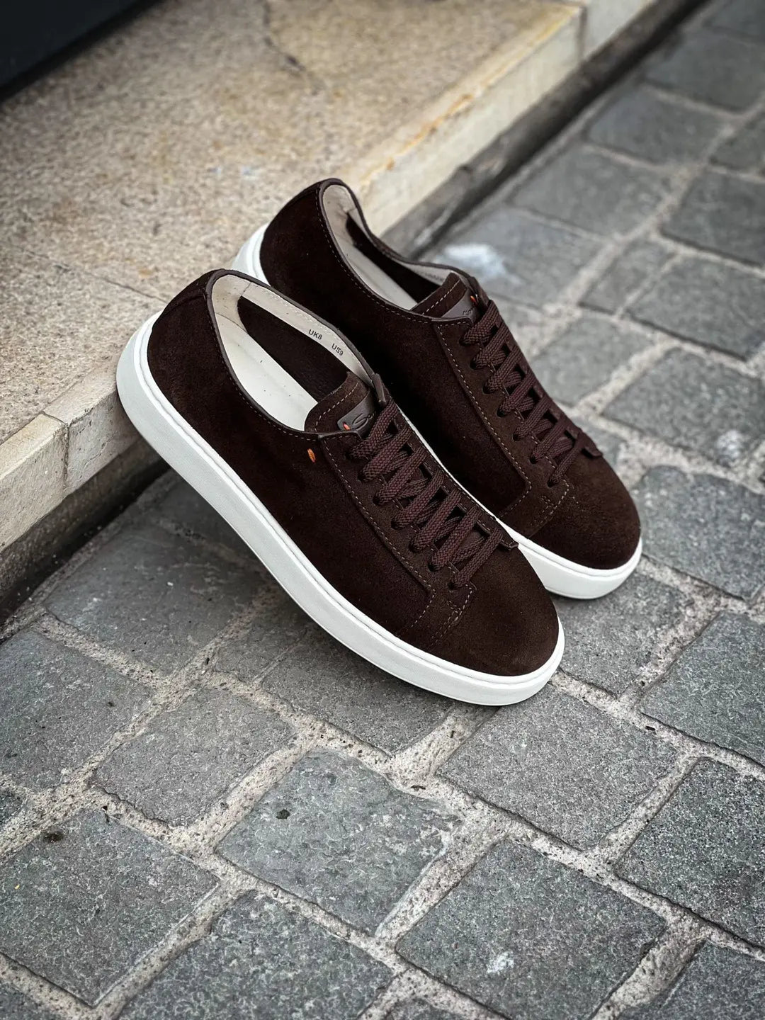 Santoni Dark Brown Suede Trainer