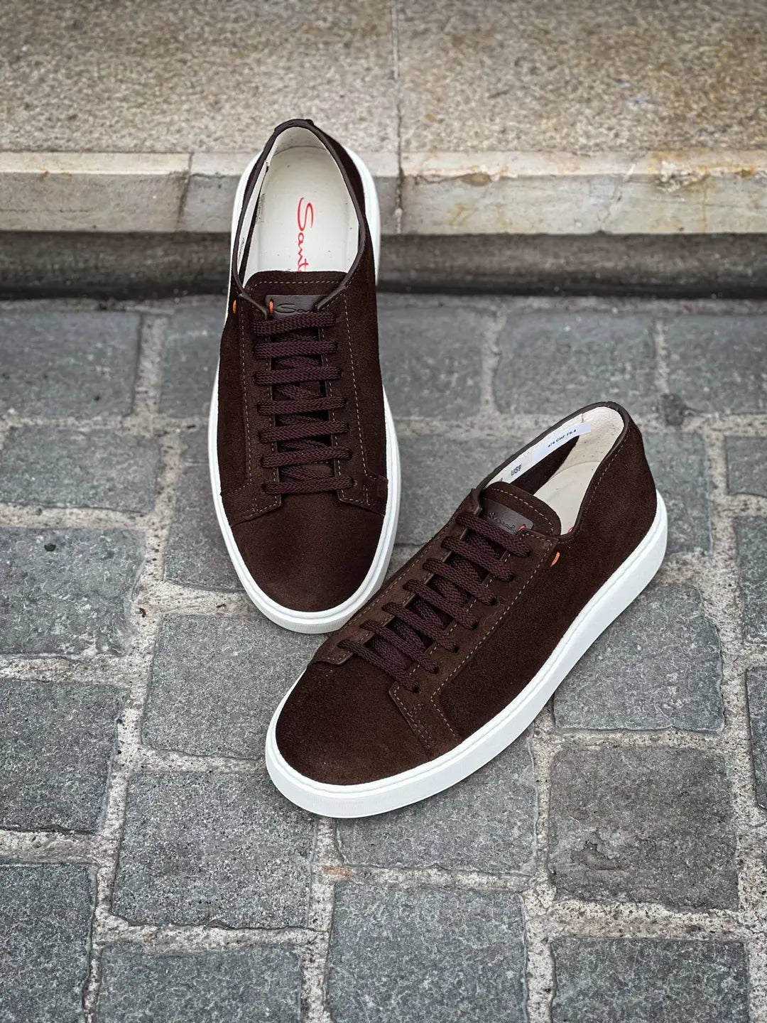 Santoni Dark Brown Suede Trainer, view 3
