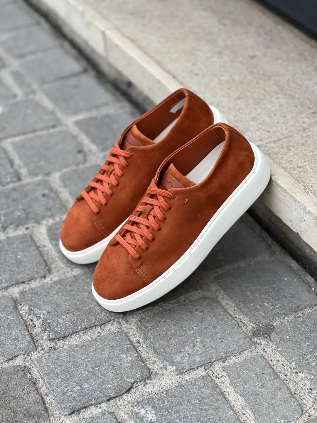 Santoni Orange Suede Trainer, view 4