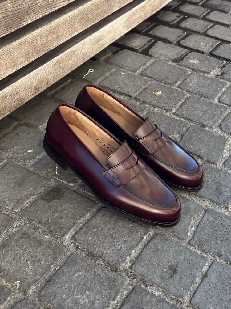 Crockett & Jones Grantham Burgundy Penny Loafer in calf leather