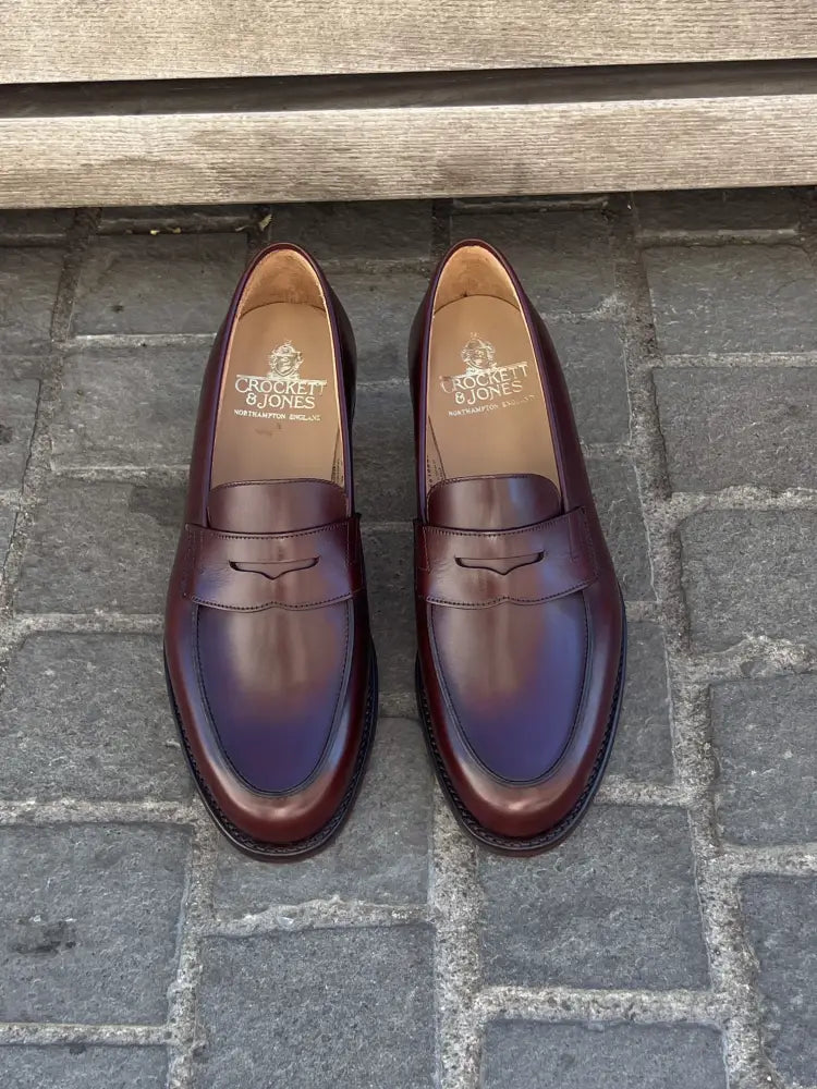 Crockett & Jones Grantham Burgundy Penny Loafer in calf leather, view 4