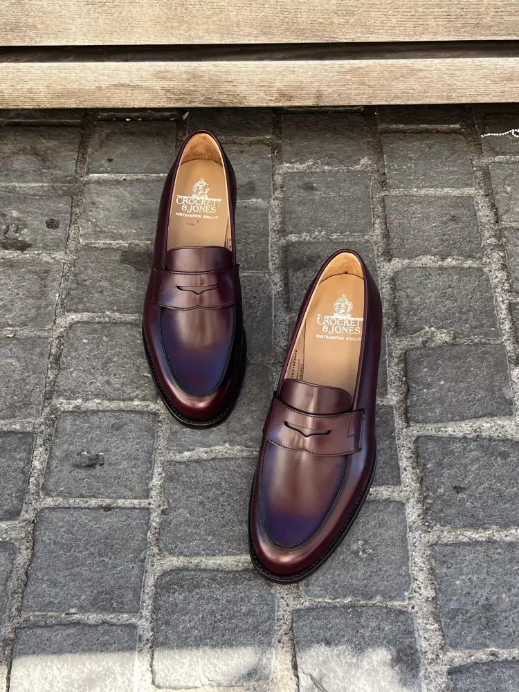 Crockett & Jones Grantham Burgundy Penny Loafer in calf leather, view 5