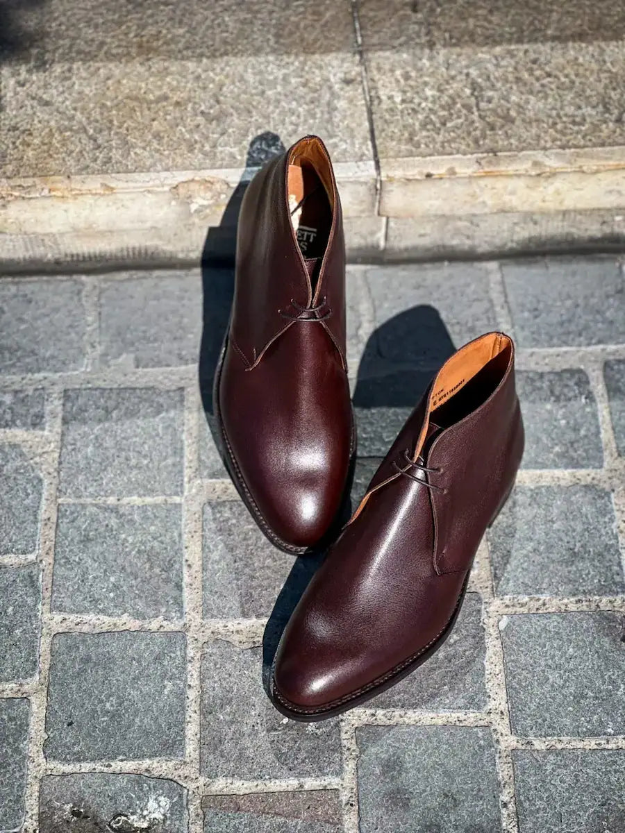 Crockett & Jones Upton Dark Brown Milled Calf Chukka Boot, view 3