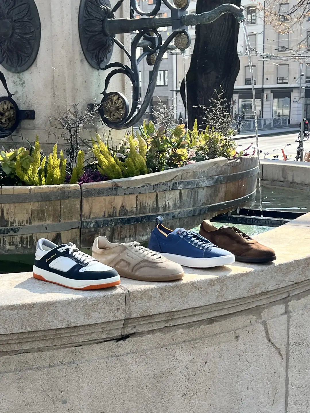 Santoni Sneakers Sock Navy Suede, view 5