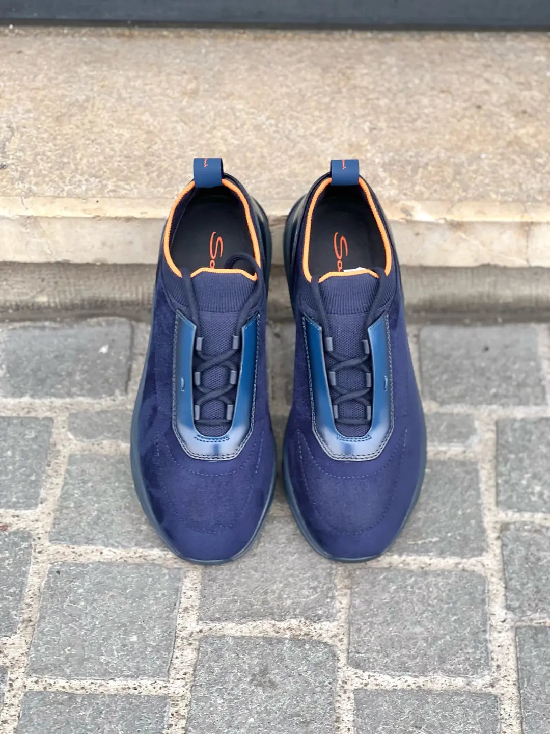 Santoni Sneakers Sock Navy Suede, view 4