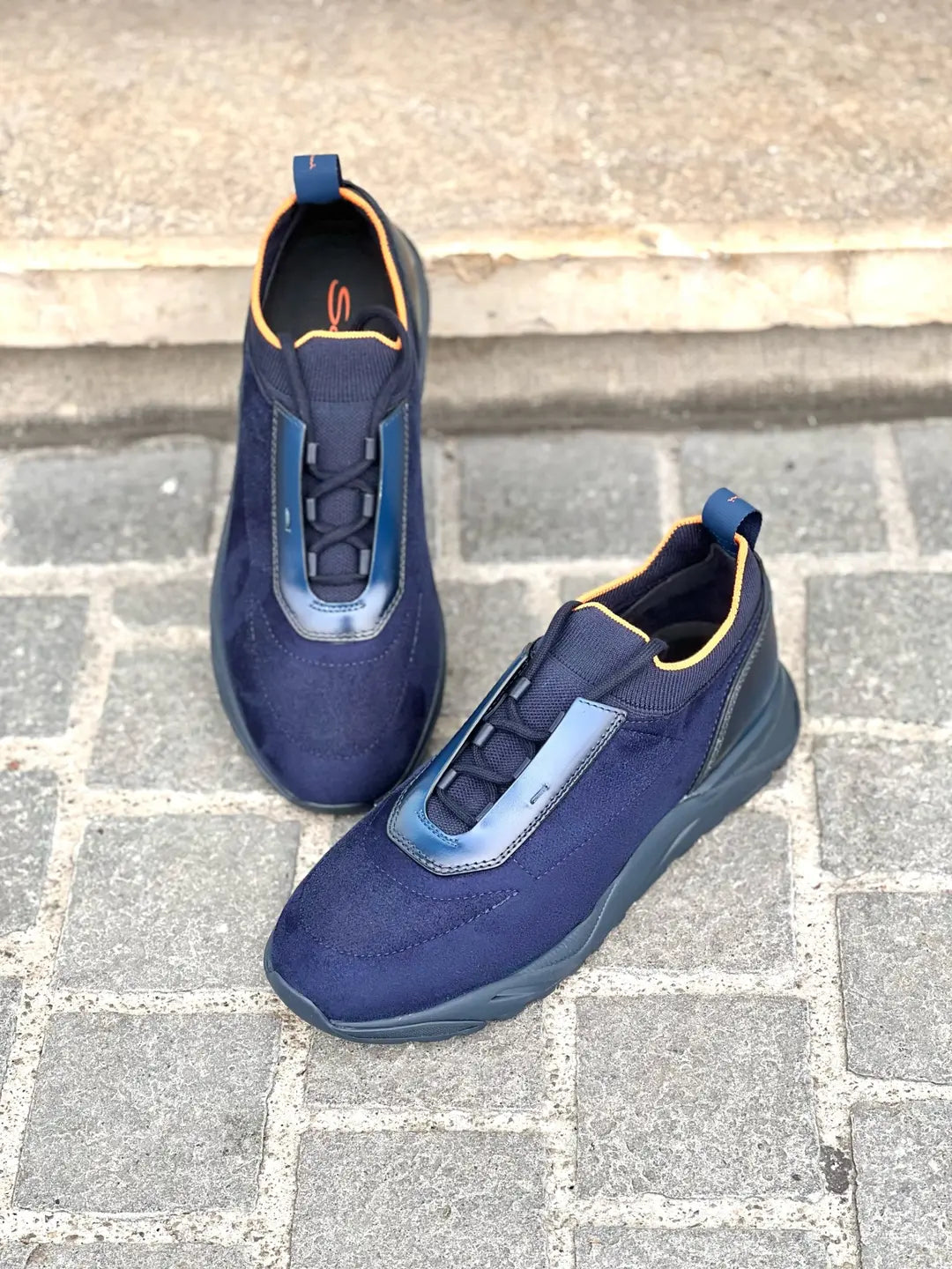 Santoni Sneakers Sock Navy Suede, view 3