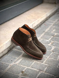 Crockett & Jones Bibury Green Earth Suede Shoe