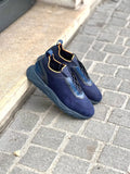 Santoni Sneakers Sock Navy Suede