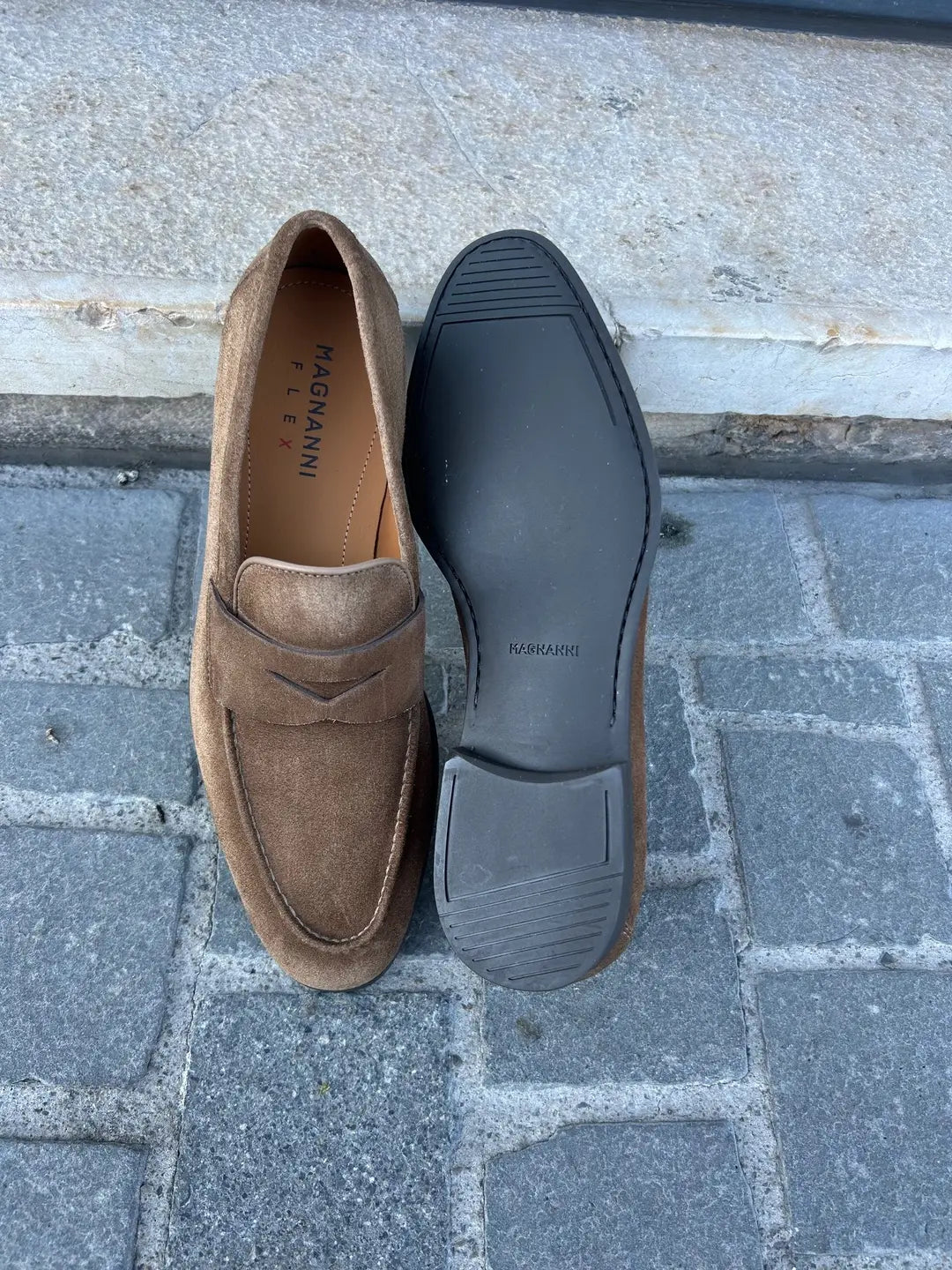 Magnanni Snuff Suede Penny Loafer, view 3