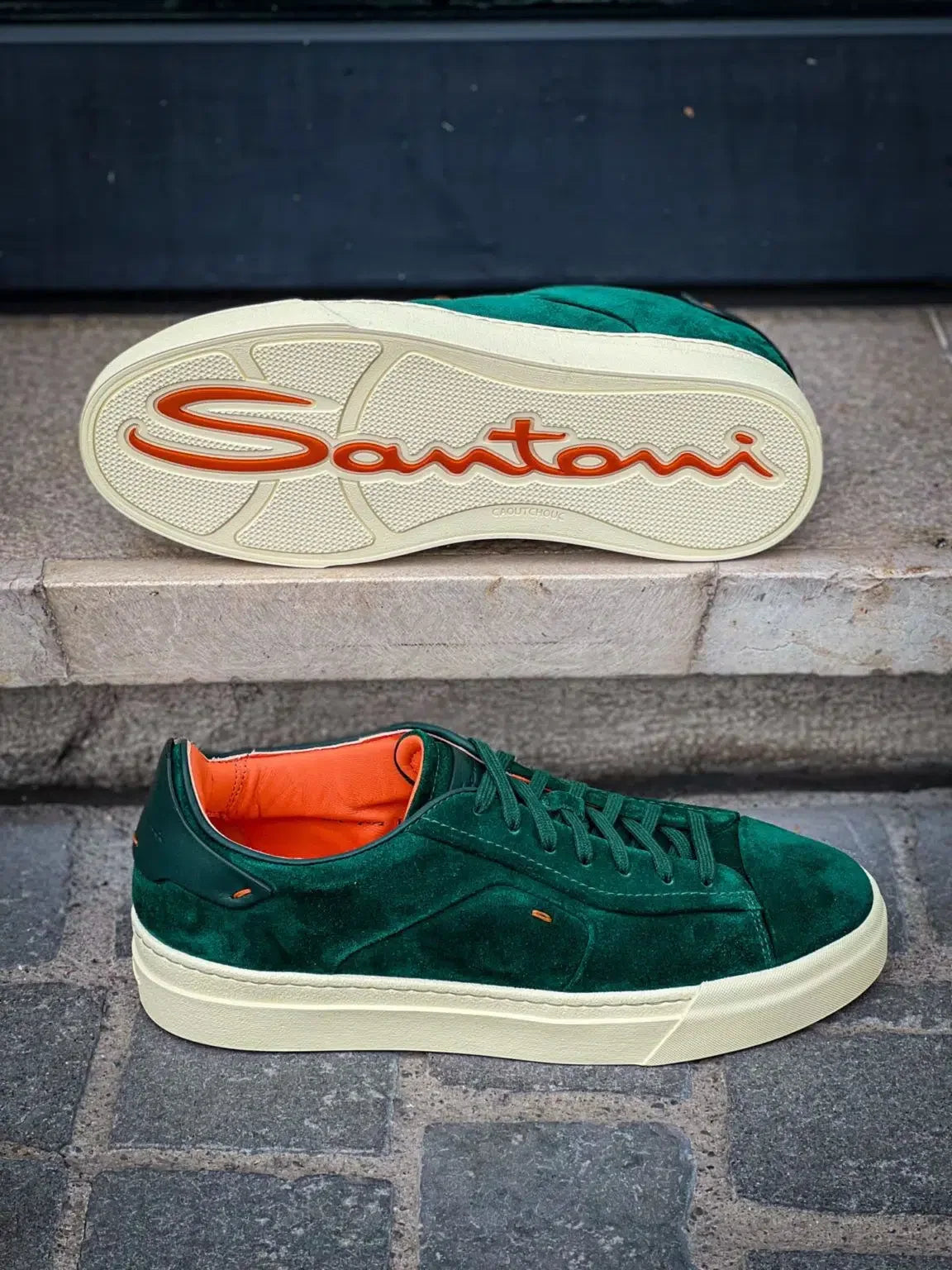Santoni Trainer Forest Green Suede, view 2