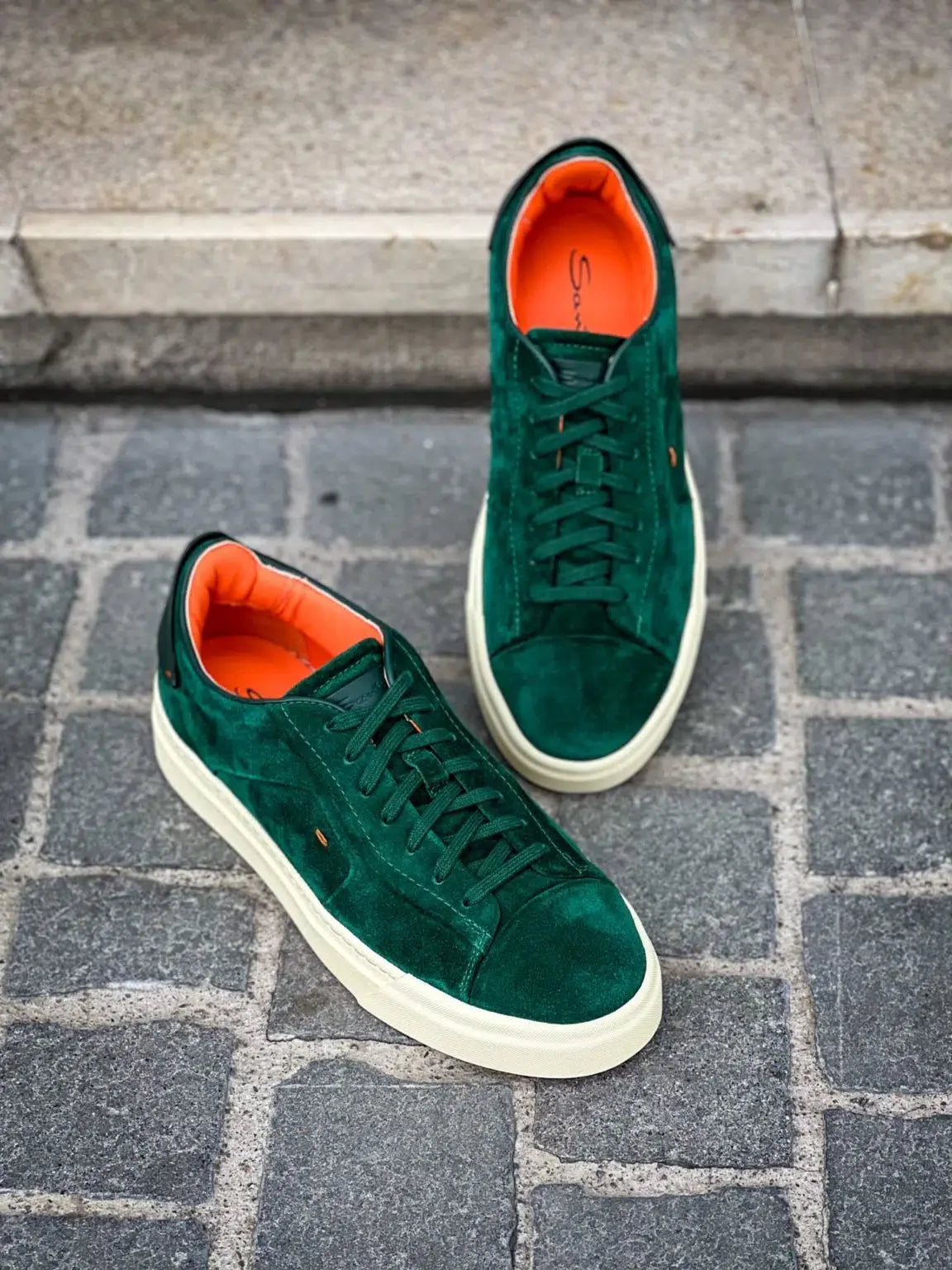 Santoni Trainer Forest Green Suede, view 3