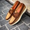 Santoni Boat Shoe Light Brown - Image 4