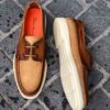Santoni Boat Shoe Light Brown - Image 2
