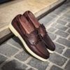 Santoni Boat Shoe Dark Brown Leather