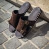 Santoni Brown Suede Sandals – Bild 4