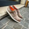 Santoni Double Buckle Casual Beige Suede
