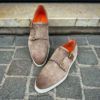 Santoni Double Buckle Casual Beige Suede - Image 3