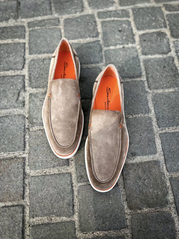 Santoni Beige Suede Slip On – Bild 3